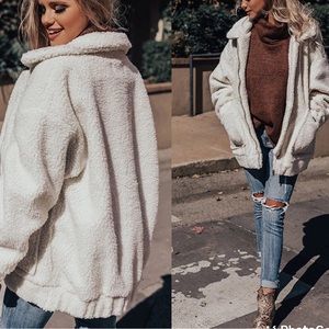 white Women Winter Warm Teddy Bear Jacket Fluffy Coat Long Cardigan Overcoat